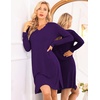 Ekouaer Nightgowns for Women Long Sleeve Sleep Shirt Sexy Lace Night Shirt(Purple)