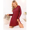 Ekouaer Nightgowns for Women Long Sleeve Sleep Shirt Sexy Lace Night Shirt(Red & Black Plaid)