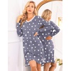 Ekouaer Nightgowns for Women Long Sleeve Sleep Shirt Sexy Lace Night Shirt(Star)