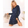 Ekouaer Nightgowns for Women Long Sleeve Sleep Shirt Sexy Lace Night Shirt(Star Print)