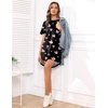 Ekouaer Nightgowns for Women Short Sleeve Sleep Shirts Pullover Nightshirt(Black Pink Hearts)