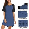Ekouaer Nightgowns for Women Short Sleeve Sleep Shirts Pullover Nightshirt(Blue)