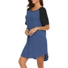 Ekouaer Nightgowns for Women Short Sleeve Sleep Shirts Pullover Nightshirt(Blue)