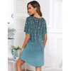 Ekouaer Nightgowns for Women Short Sleeve Sleep Shirts Pullover Nightshirt(Cyan Vines)