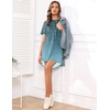 Ekouaer Nightgowns for Women Short Sleeve Sleep Shirts Pullover Nightshirt(Cyan Vines)