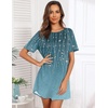 Ekouaer Nightgowns for Women Short Sleeve Sleep Shirts Pullover Nightshirt(Cyan Vines)