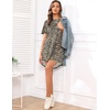 Ekouaer Nightgowns for Women Short Sleeve Sleep Shirts Pullover Nightshirt(Leopard)