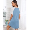 Ekouaer Nightgowns for Women Short Sleeve Sleep Shirts Pullover Nightshirt(Light Blue)