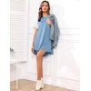 Ekouaer Nightgowns for Women Short Sleeve Sleep Shirts Pullover Nightshirt(Light Blue)