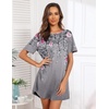 Ekouaer Nightgowns for Women Short Sleeve Sleep Shirts Pullover Nightshirt(Light Grey Pink Florals)