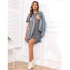 Ekouaer Nightgowns for Women Short Sleeve Sleep Shirts Pullover Nightshirt(Light Grey Pink Florals)