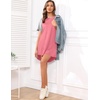 Ekouaer Nightgowns for Women Short Sleeve Sleep Shirts Pullover Nightshirt(Light Pink)