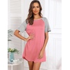 Ekouaer Nightgowns for Women Short Sleeve Sleep Shirts Pullover Nightshirt(Light Pink)