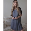 Ekouaer Nightgowns for Women Short Sleeve Sleep Shirts Pullover Nightshirt(Navy Blue)