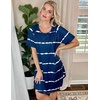 Ekouaer Nightgowns for Women Short Sleeve Sleep Shirts Pullover Nightshirt(Navy Stripe)
