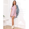 Ekouaer Nightgowns for Women Short Sleeve Sleep Shirts Pullover Nightshirt(Pink Florals)