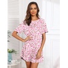 Ekouaer Nightgowns for Women Short Sleeve Sleep Shirts Pullover Nightshirt(Pink Florals)