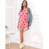 Ekouaer Nightgowns for Women Short Sleeve Sleep Shirts Pullover Nightshirt(Pink Strawberry)
