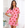 Ekouaer Nightgowns for Women Short Sleeve Sleep Shirts Pullover Nightshirt(Pink Strawberry)