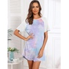 Ekouaer Nightgowns for Women Short Sleeve Sleep Shirts Pullover Nightshirt(Purple Tie Dye)