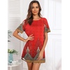 Ekouaer Nightgowns for Women Short Sleeve Sleep Shirts Pullover Nightshirt(Red Boho Print)