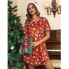 Ekouaer Nightgowns for Women Short Sleeve Sleep Shirts Pullover Nightshirt(Red Christmas)