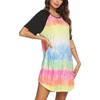 Ekouaer Nightgowns for Women Short Sleeve Sleep Shirts Pullover Nightshirt(Tie Dye)