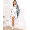 Ekouaer Nightgowns for Women Short Sleeve Sleep Shirts Pullover Nightshirt(White Blue & Orange Floral)