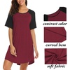 Ekouaer Nightgowns for Women Short Sleeve Sleep Shirts Pullover Nightshirt(Wine Red2)