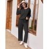 Ekouaer Pajama Sets Women 2 Piece Long Sleeve Sleepwear Cozy Pjs Loungewear(Black)