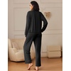 Ekouaer Pajama Sets Women 2 Piece Long Sleeve Sleepwear Cozy Pjs Loungewear(Black)