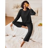 Ekouaer Pajama Sets Women 2 Piece Long Sleeve Sleepwear Cozy Pjs Loungewear(Black)