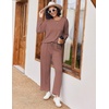 Ekouaer Pajama Sets Women 2 Piece Long Sleeve Sleepwear Cozy Pjs Loungewear(Brown)