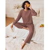 Ekouaer Pajama Sets Women 2 Piece Long Sleeve Sleepwear Cozy Pjs Loungewear(Brown)