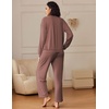 Ekouaer Pajama Sets Women 2 Piece Long Sleeve Sleepwear Cozy Pjs Loungewear(Brown)