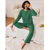 Ekouaer Pajama Sets Women 2 Piece Long Sleeve Sleepwear Cozy Pjs Loungewear(Dark Green)