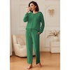 Ekouaer Pajama Sets Women 2 Piece Long Sleeve Sleepwear Cozy Pjs Loungewear(Dark Green)
