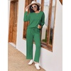Ekouaer Pajama Sets Women 2 Piece Long Sleeve Sleepwear Cozy Pjs Loungewear(Dark Green)