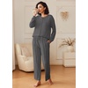 Ekouaer Pajama Sets Women 2 Piece Long Sleeve Sleepwear Cozy Pjs Loungewear(Dark Grey)