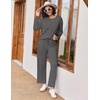 Ekouaer Pajama Sets Women 2 Piece Long Sleeve Sleepwear Cozy Pjs Loungewear(Dark Grey)