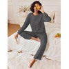 Ekouaer Pajama Sets Women 2 Piece Long Sleeve Sleepwear Cozy Pjs Loungewear(Dark Grey)