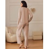 Ekouaer Pajama Sets Women 2 Piece Long Sleeve Sleepwear Cozy Pjs Loungewear(Khaki)
