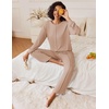 Ekouaer Pajama Sets Women 2 Piece Long Sleeve Sleepwear Cozy Pjs Loungewear(Khaki)