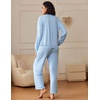 Ekouaer Pajama Sets Women 2 Piece Long Sleeve Sleepwear Cozy Pjs Loungewear(Light Blue)