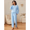 Ekouaer Pajama Sets Women 2 Piece Long Sleeve Sleepwear Cozy Pjs Loungewear(Light Blue)
