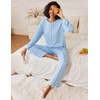 Ekouaer Pajama Sets Women 2 Piece Long Sleeve Sleepwear Cozy Pjs Loungewear(Light Blue)