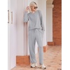 Ekouaer Pajama Sets Women 2 Piece Long Sleeve Sleepwear Cozy Pjs Loungewear(Light Grey)