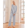 Ekouaer Pajama Sets Women 2 Piece Long Sleeve Sleepwear Cozy Pjs Loungewear(Light Grey)