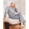 Ekouaer Pajama Sets Women 2 Piece Long Sleeve Sleepwear Cozy Pjs Loungewear(Light Grey)