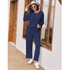 Ekouaer Pajama Sets Women 2 Piece Long Sleeve Sleepwear Cozy Pjs Loungewear(Navy)